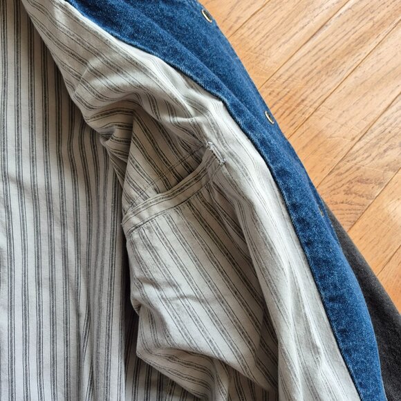 Vintage Molson Canadian Rocks Denim Bomber Coat Snap Front Jacket XL - Picture 9 of 15